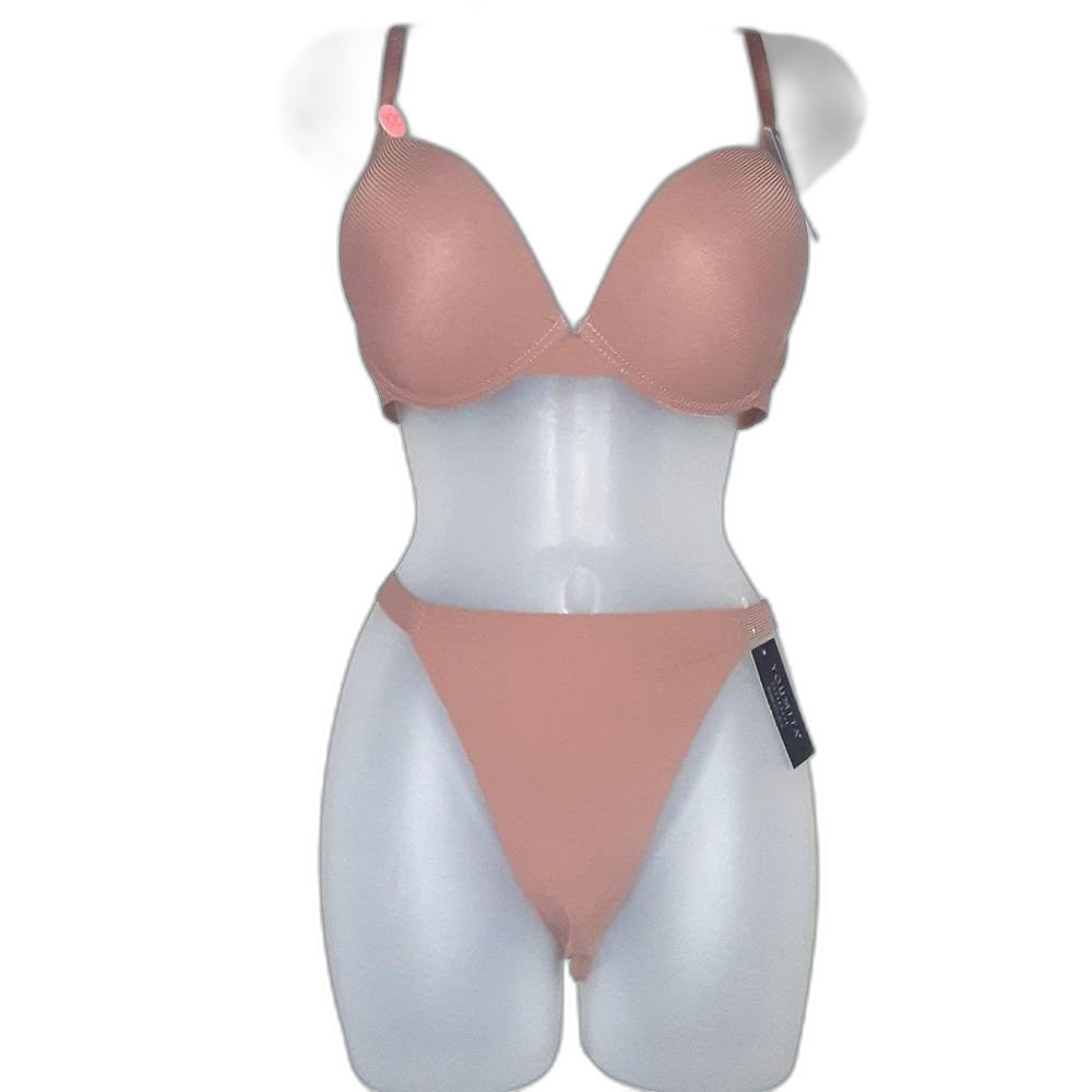 Youmita 40C Russet Push Up Bra and Large Hi-Leg Seamless Panty NWT